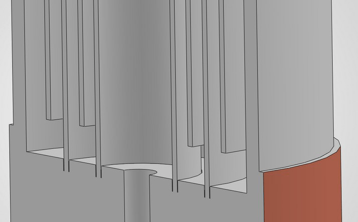Cut section view of the gas gap heat switch